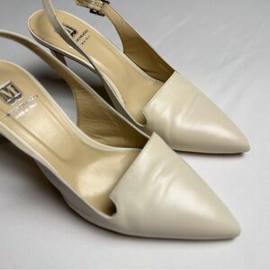 Bruno Magli Pointed Toe Cream Slingback Heels Made In Italy EU 36/US 5.5